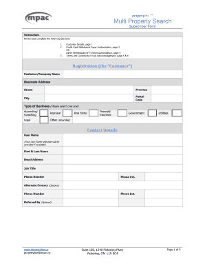 Propertyline Multi Property Search Subscription Form