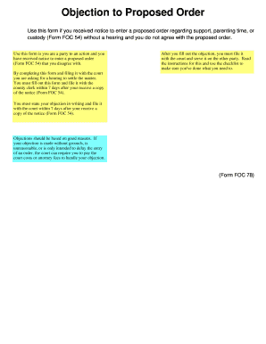 Objection to Proposed Order