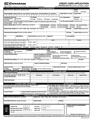 Credit Card Application Form