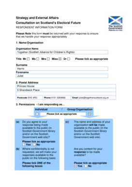 Scotland Electoral Future Consultation Respondent Information Form