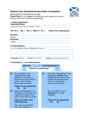 National Care Standards Review Respondent Information Form