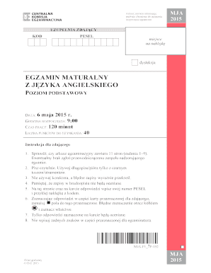 Polish Matura Exam Form