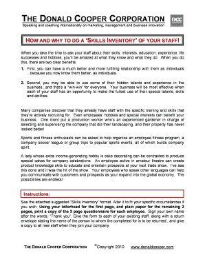 Skills Inventory Form