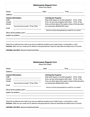 Gutter estimate templates - Maintenance Request Form - Small business