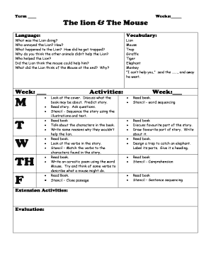 The Lion and The Mouse Reading Comprehension Worksheet