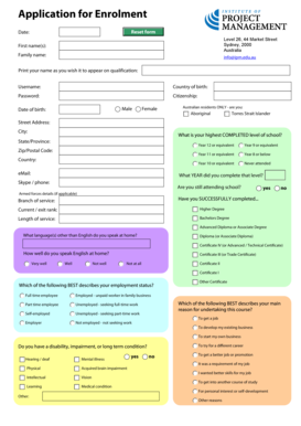 Student enrolment form. Adobe Designer Template - ipm edu