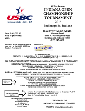 Indiana Open Championship Tournament Entry Form