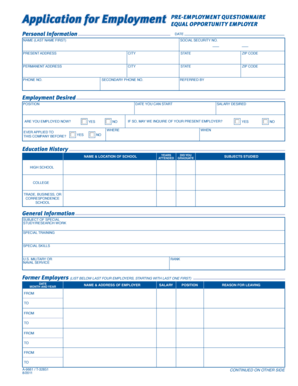 Employment Application Form