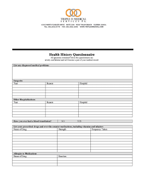 Health History Questionnaire