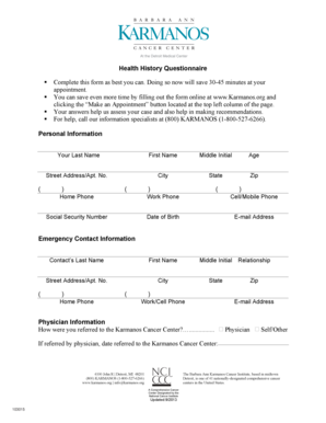 Health History Questionnaire
