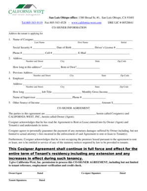 California Co-Signer Agreement