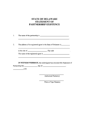 Delaware Statement of Partnership Existence