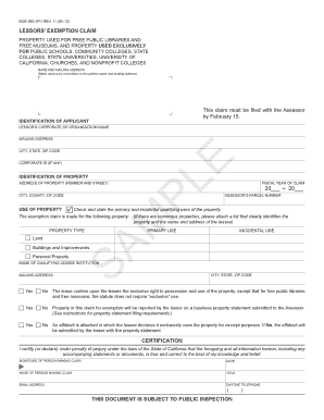 California Lessors’ Exemption Claim Form