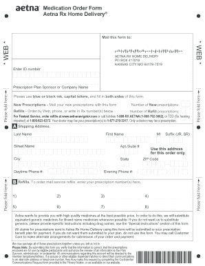 Aetna Rx Home Delivery Prescription Order Form
