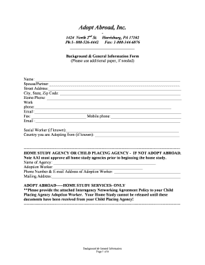 Adoption Background Information Form