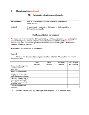 Intranet Evaluation Questionnaire