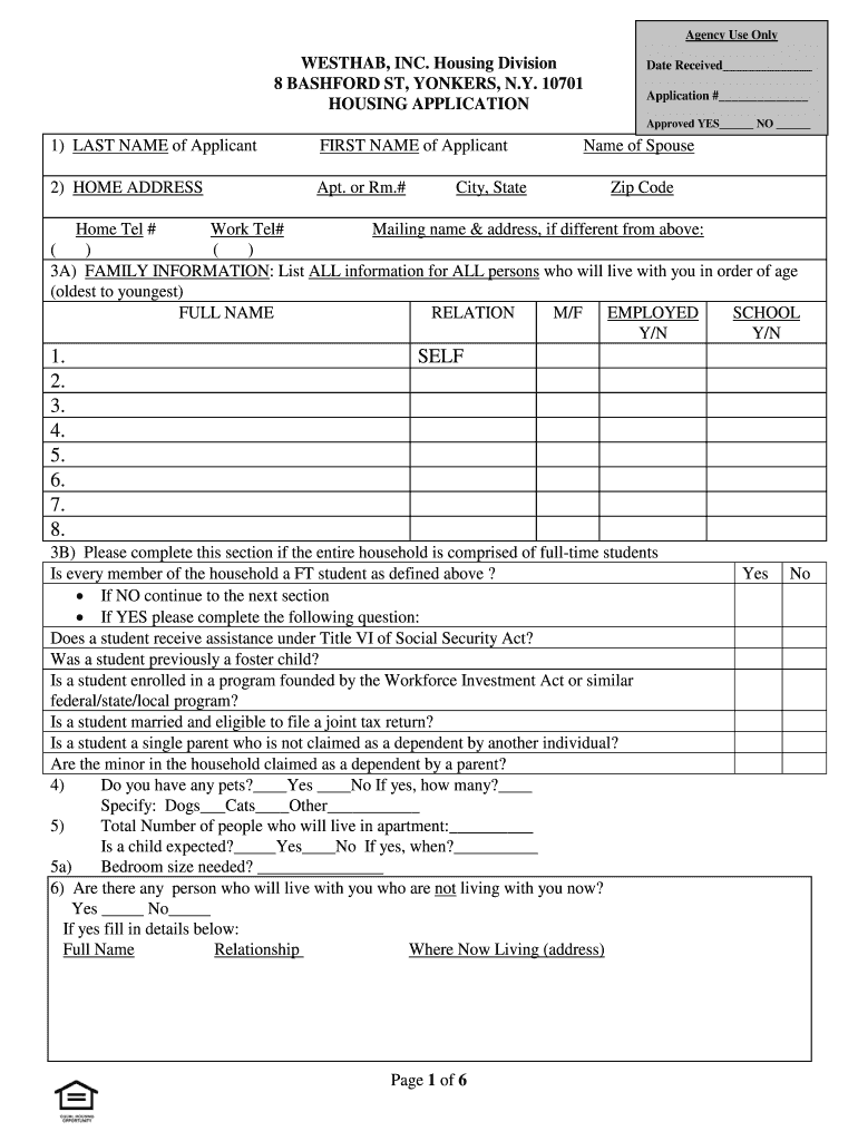 westhab housing application Preview on Page 1.