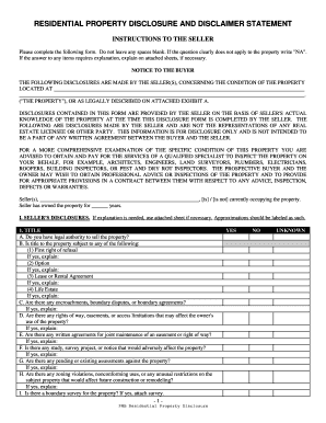 Residential Property Disclosure Form