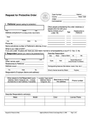 Request for Protective Order Utah