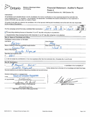 Ontario Municipal Election Financial Statement
