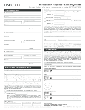 HSBC Direct Debit Request Loan Payments