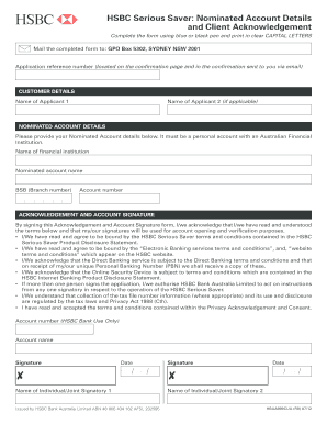 HSBC Serious Saver Application Form