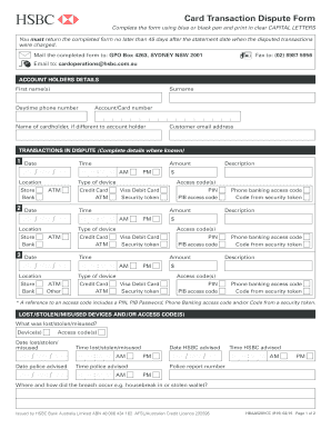 Transaction Dispute Form - HSBC Australia