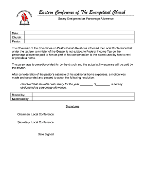 Parsonage Allowance Designation Form