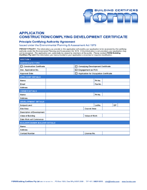 Principal Certifying Authority Agreement