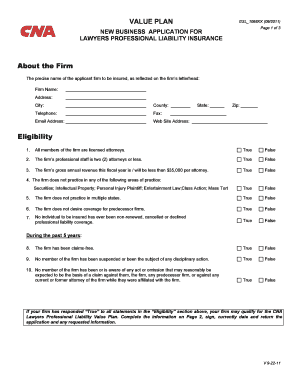 Lawyers Professional Liability Insurance Application