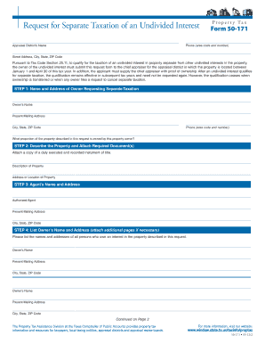 Texas Request for Separate Taxation of Undivided Property