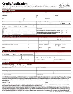 Golf Course Credit Application