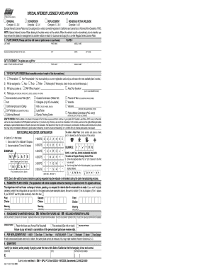 California Special Interest License Plate Application