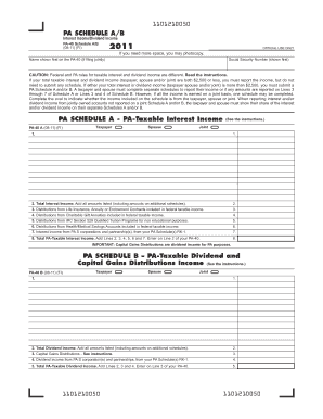 PA Schedule A/B for Interest and Dividend Income