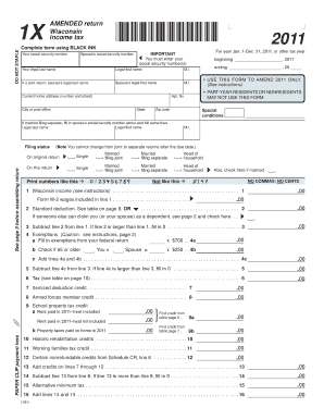 Wisconsin 2011 Amended Income Tax Form