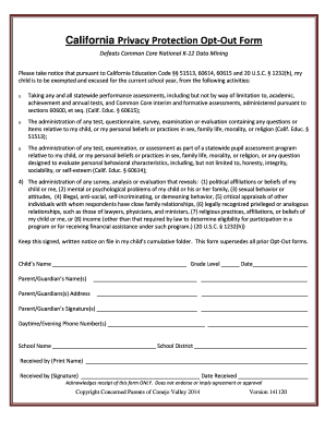California Privacy Protection Opt-Out Form
