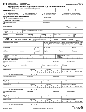 Application to Change Conditions, Extend My Stay or Remain in Canada