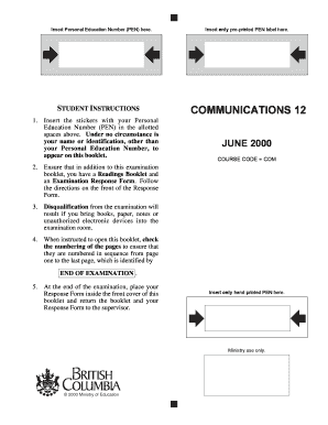 Communications 12 Provincial Examination