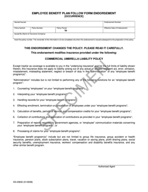 Employee Benefit Plan Endorsement