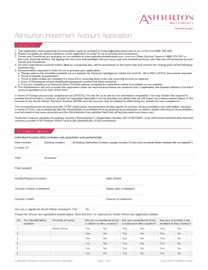 Ashburton Investment Account Application
