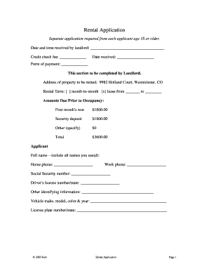 Rental Application Form