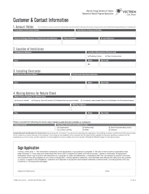 Vectren Indiana Residential Rebate Application