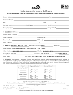 Listing Agreement for Improved Real Property