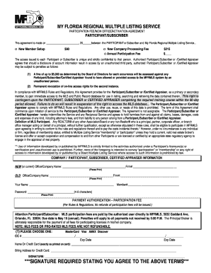 My Florida Regional MLS Participation Fee Agreement