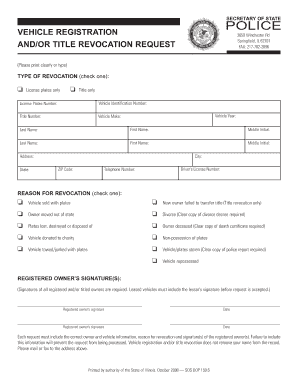 Illinois Vehicle Registration and Title Revocation Request