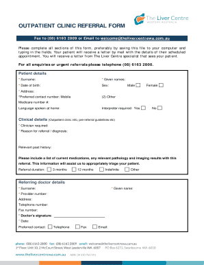 Outpatient Clinic Referral Form