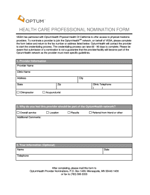 Healthcare Provider Nomination Form