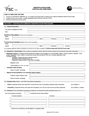 Australian Companies Identification Form