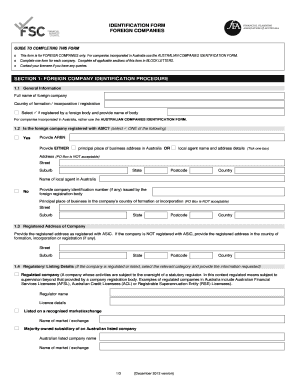 Foreign Companies Identification Form