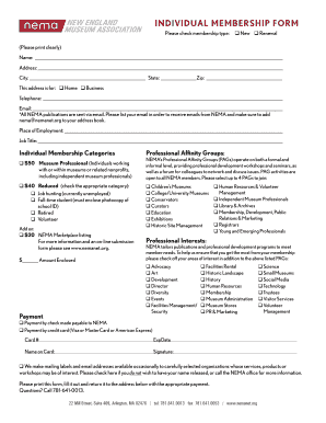 NEMA Individual Membership Form